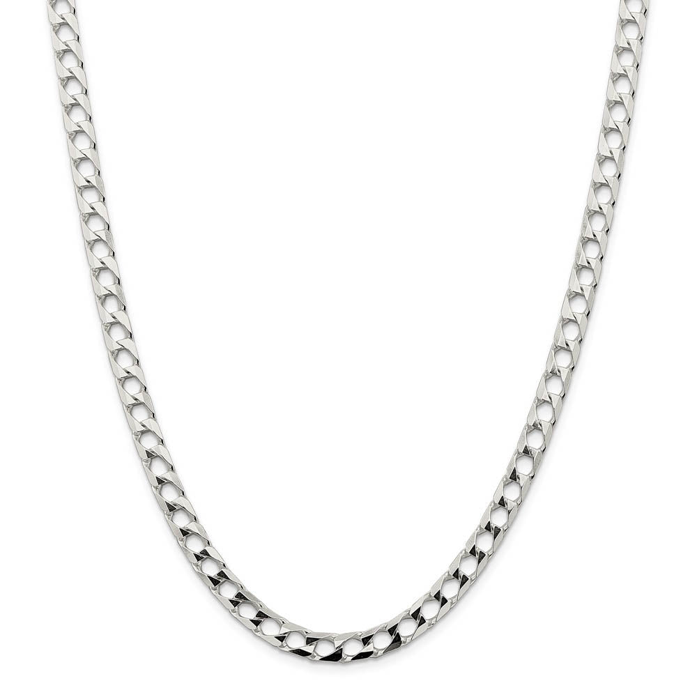 Alternate view of the Men's 6.25mm Sterling Silver Flat Square Curb Chain Necklace by The Black Bow Jewelry Co.