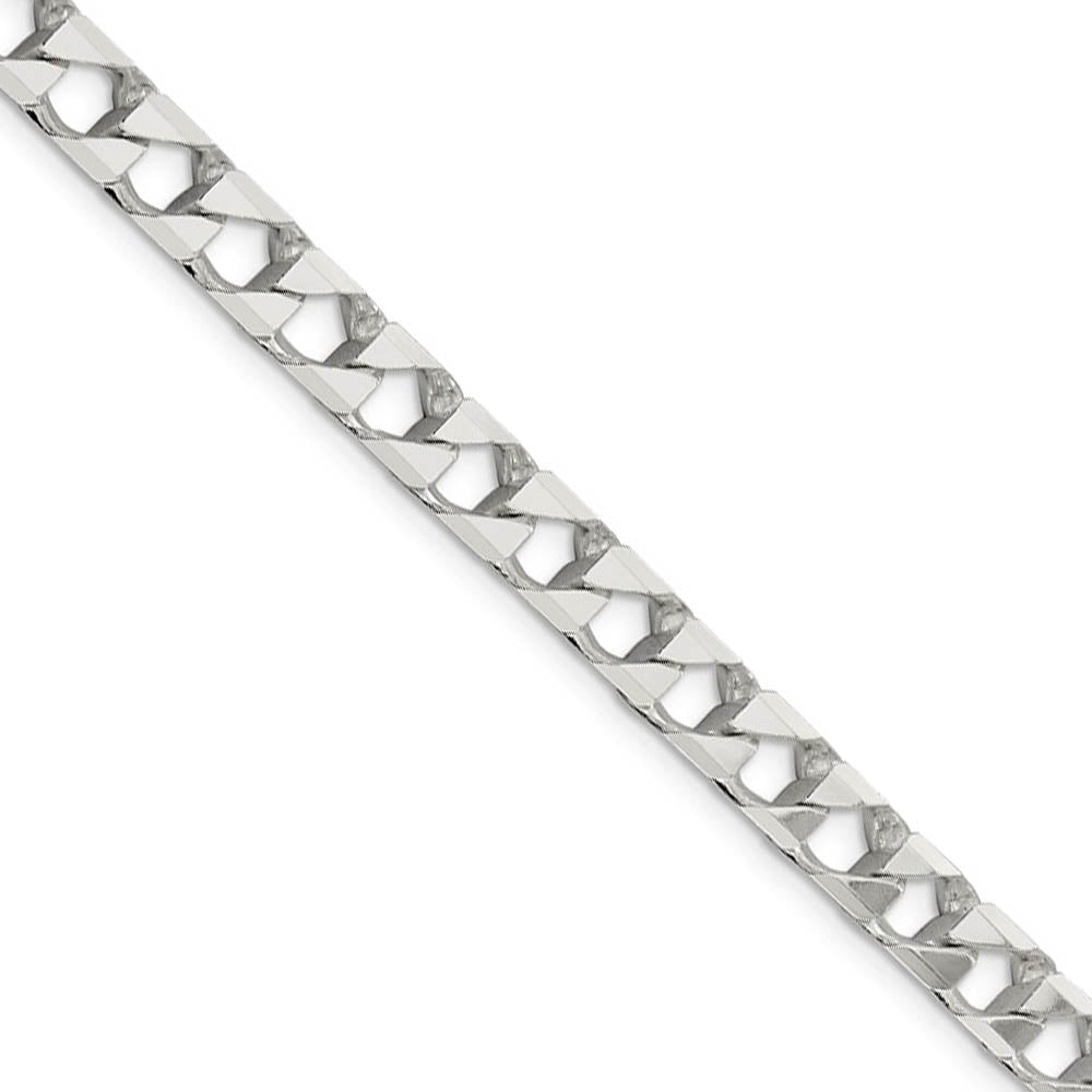 Men's 6.75mm Sterling Silver Flat Square Curb Chain Necklace, Item C10436 by The Black Bow Jewelry Co.