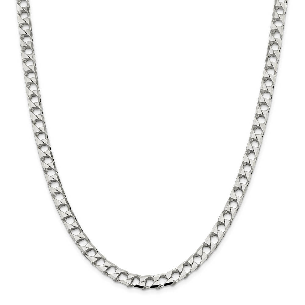 Alternate view of the Men's 6.75mm Sterling Silver Flat Square Curb Chain Necklace by The Black Bow Jewelry Co.