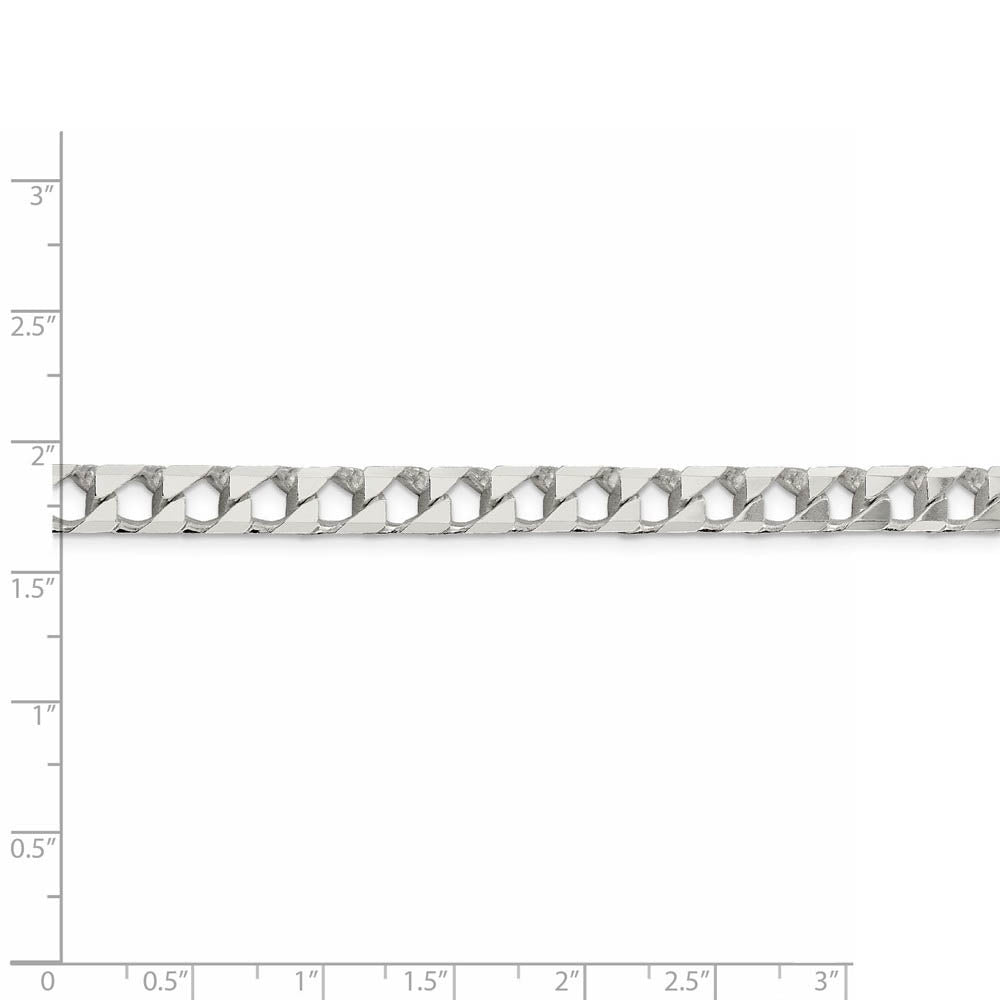 Alternate view of the Men's 6.75mm Sterling Silver Flat Square Curb Chain Necklace by The Black Bow Jewelry Co.