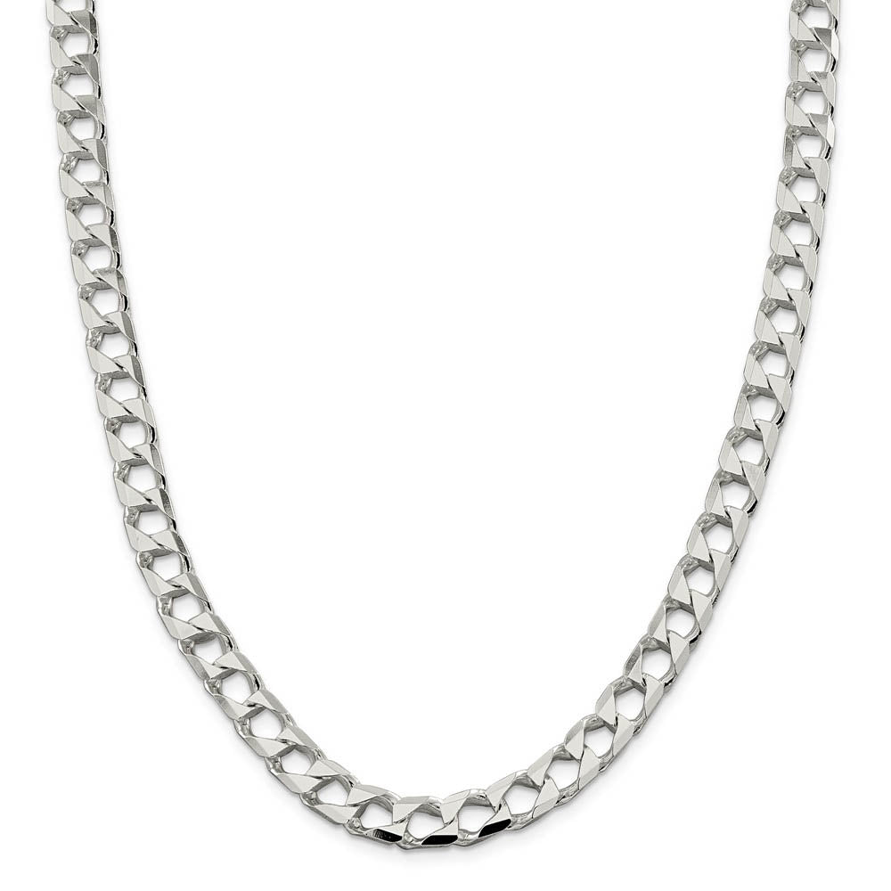 Alternate view of the Men's 8.5mm Sterling Silver Flat Square Curb Chain Necklace by The Black Bow Jewelry Co.