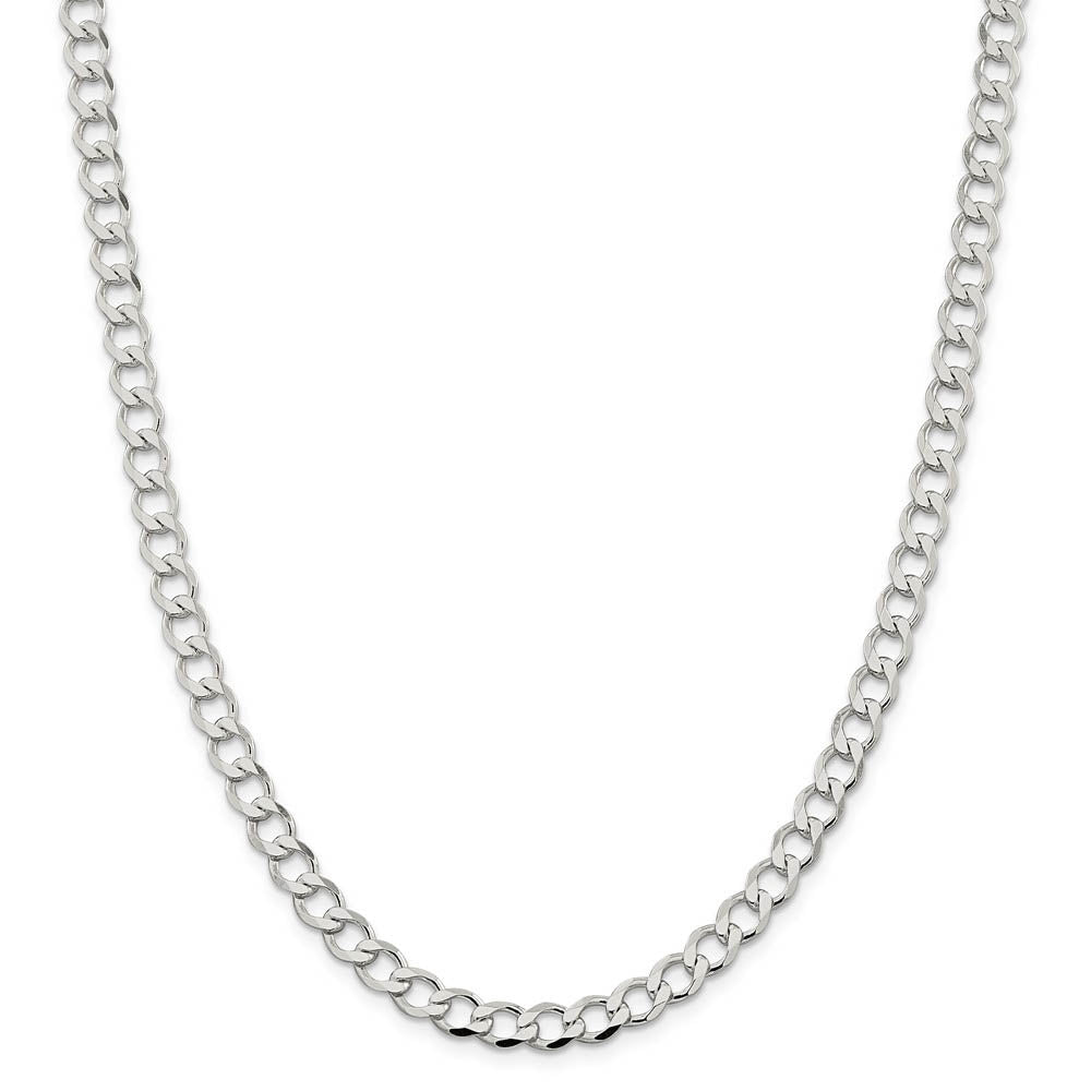 Alternate view of the 6.5mm Sterling Silver Hollow Flat Open Curb Chain Necklace by The Black Bow Jewelry Co.