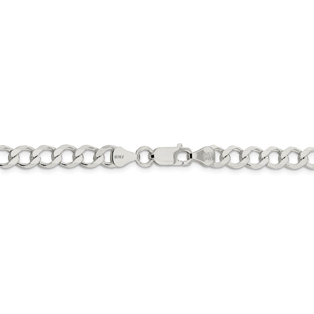 Alternate view of the 6.5mm Sterling Silver Hollow Flat Open Curb Chain Necklace by The Black Bow Jewelry Co.