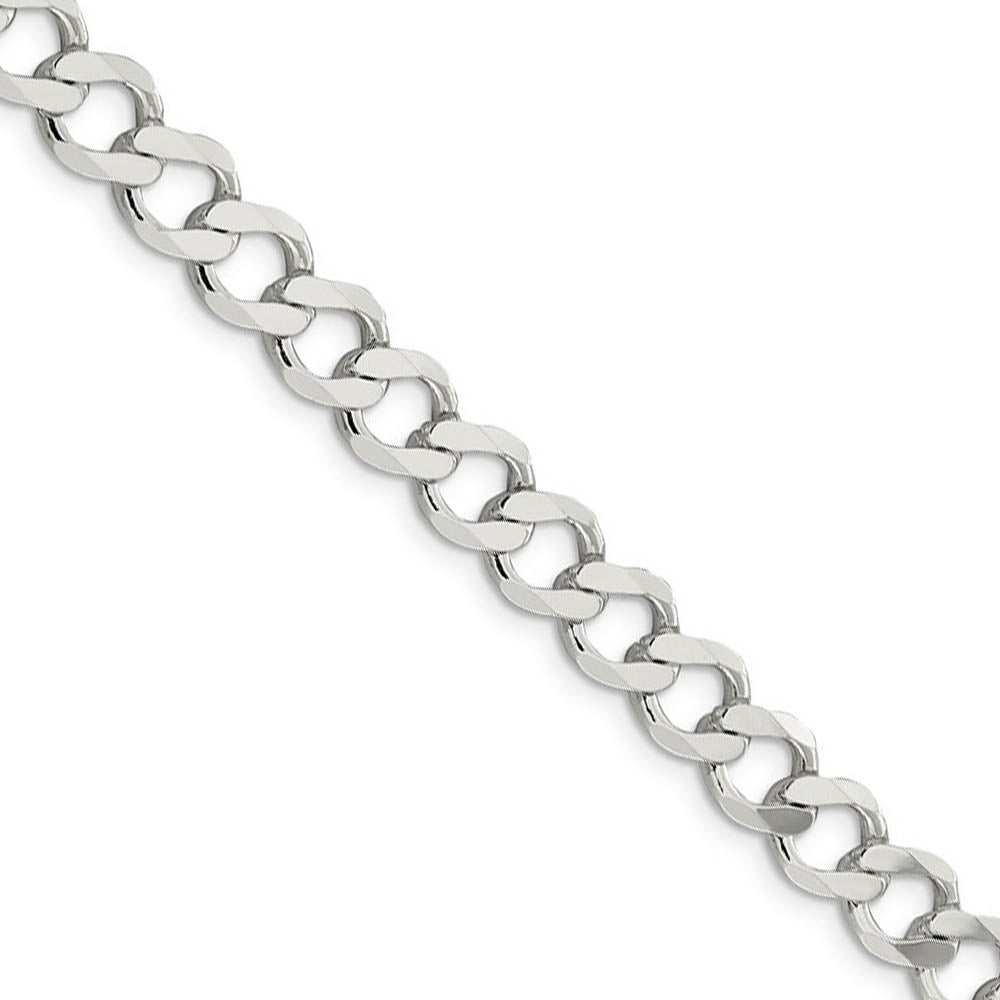 Mens 8mm Sterling Silver Hollow Flat Open Curb Chain Necklace, Item C10441 by The Black Bow Jewelry Co.