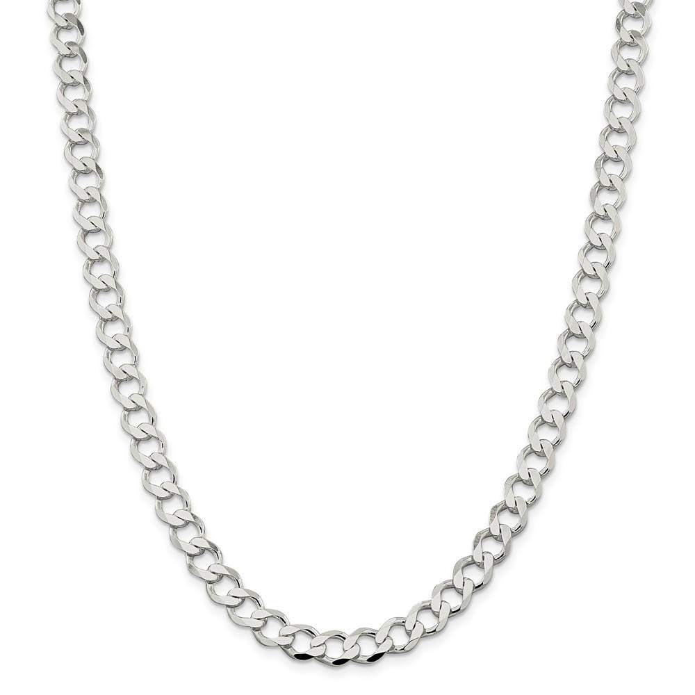 Alternate view of the Mens 8mm Sterling Silver Hollow Flat Open Curb Chain Necklace by The Black Bow Jewelry Co.
