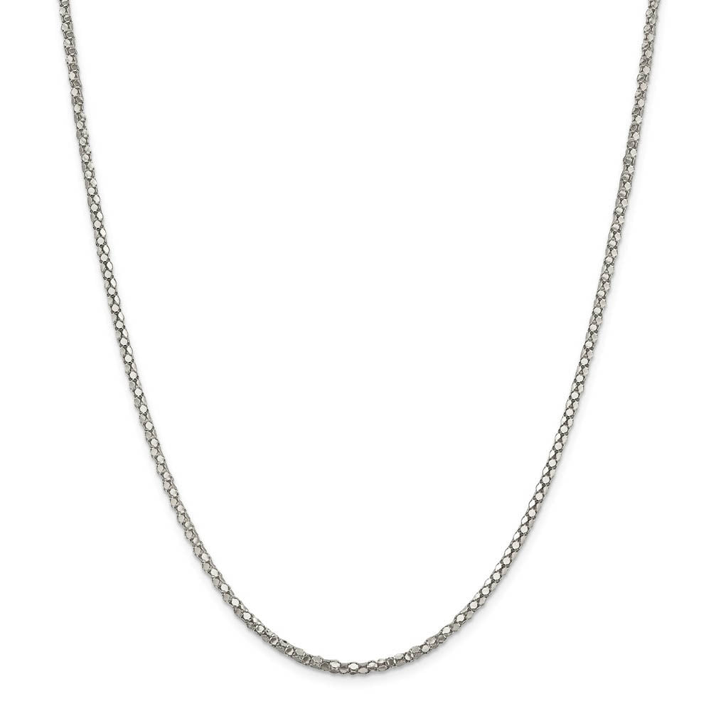 Alternate view of the 2.5mm Sterling Silver Solid Popcorn Mesh Chain Necklace by The Black Bow Jewelry Co.