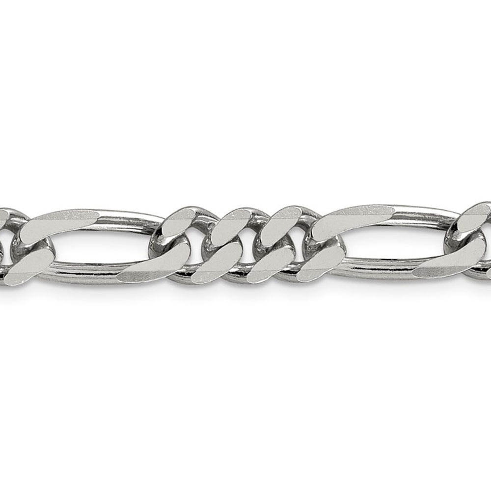 Alternate view of the Mens 7.75mm Rhodium Plated Sterling Silver Solid Figaro Chain Bracelet by The Black Bow Jewelry Co.