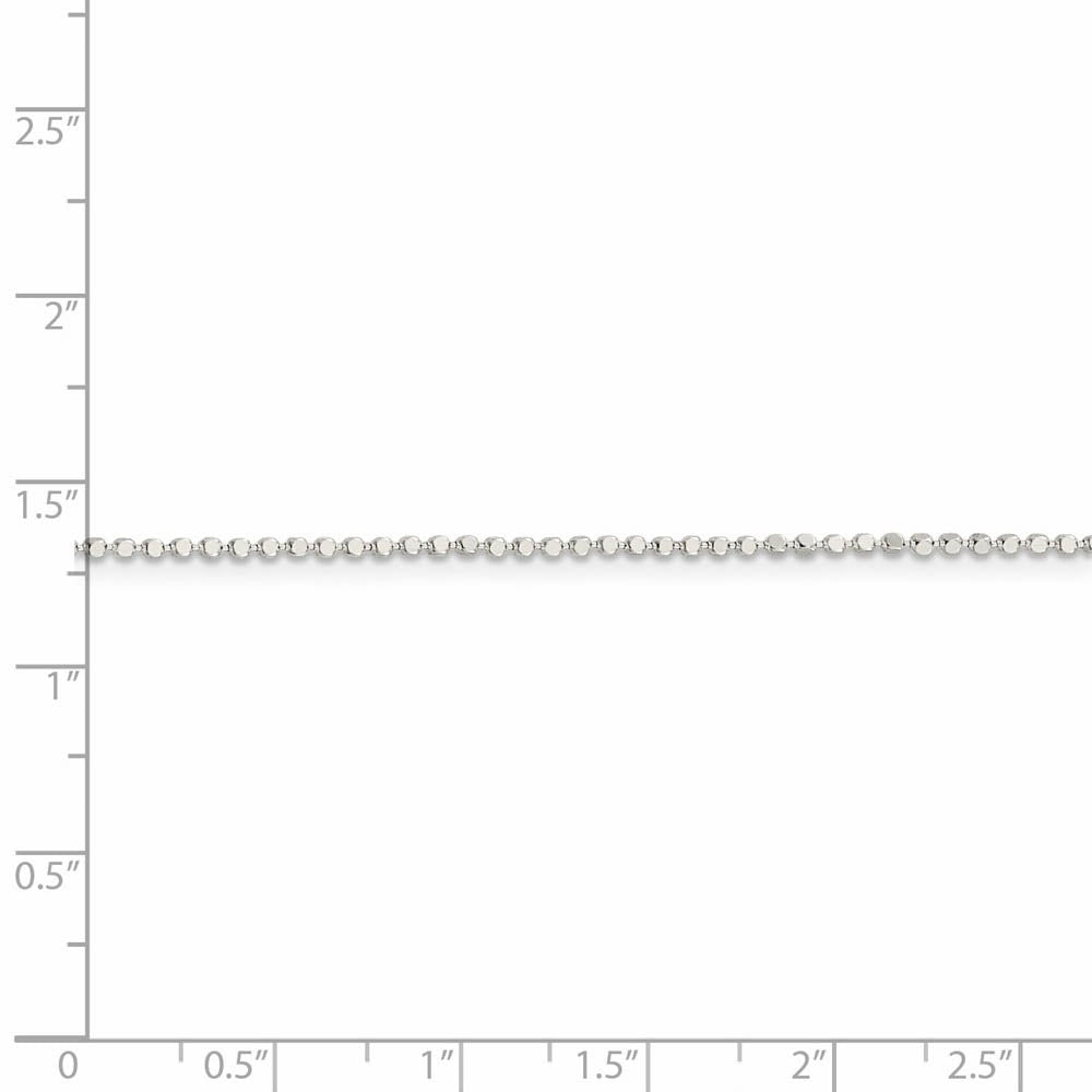 Alternate view of the 1.1mm Sterling Silver Solid Square Beaded Chain Necklace by The Black Bow Jewelry Co.