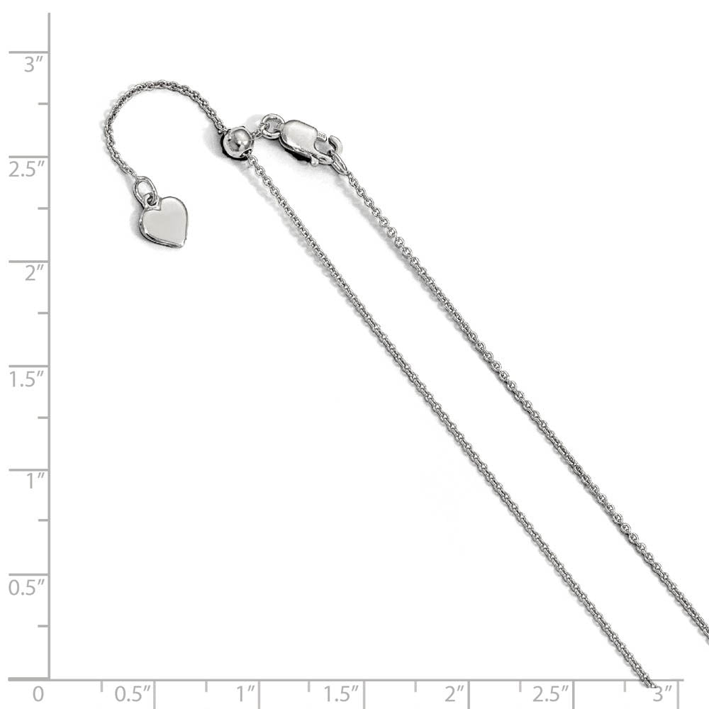 Alternate view of the 1mm Rhodium Plated Sterling Silver Adj. Rolo Chain Necklace, 22 Inch by The Black Bow Jewelry Co.