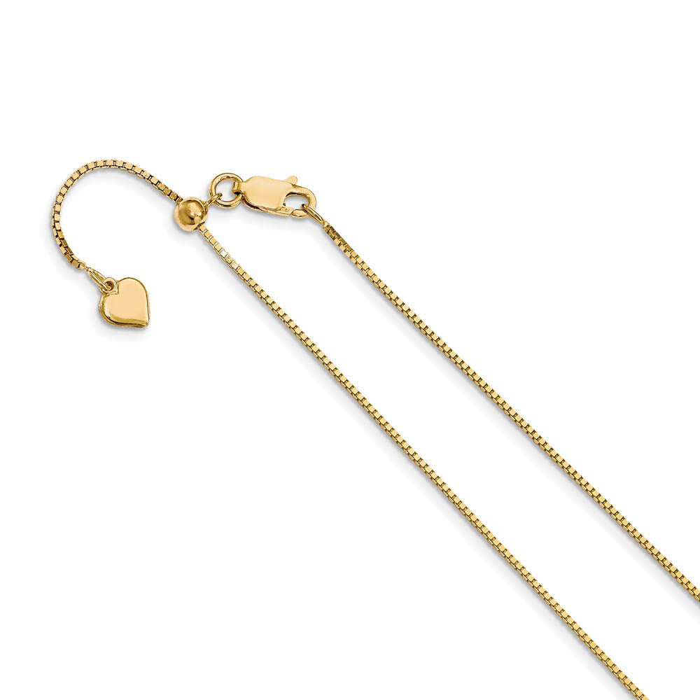 1mm Gold Tone Plated Sterling Silver Adj. Box Chain Necklace, 22 Inch, Item C10454 by The Black Bow Jewelry Co.