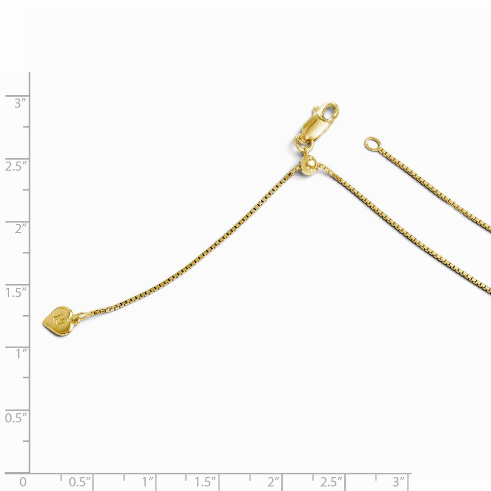 Alternate view of the 1mm Gold Tone Plated Sterling Silver Adj. Box Chain Necklace, 22 Inch by The Black Bow Jewelry Co.