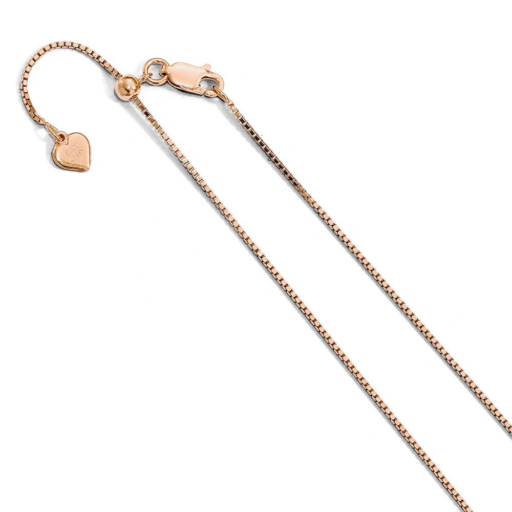 Rose Gold Tone Sterling Silver Box Chain Necklace, 22