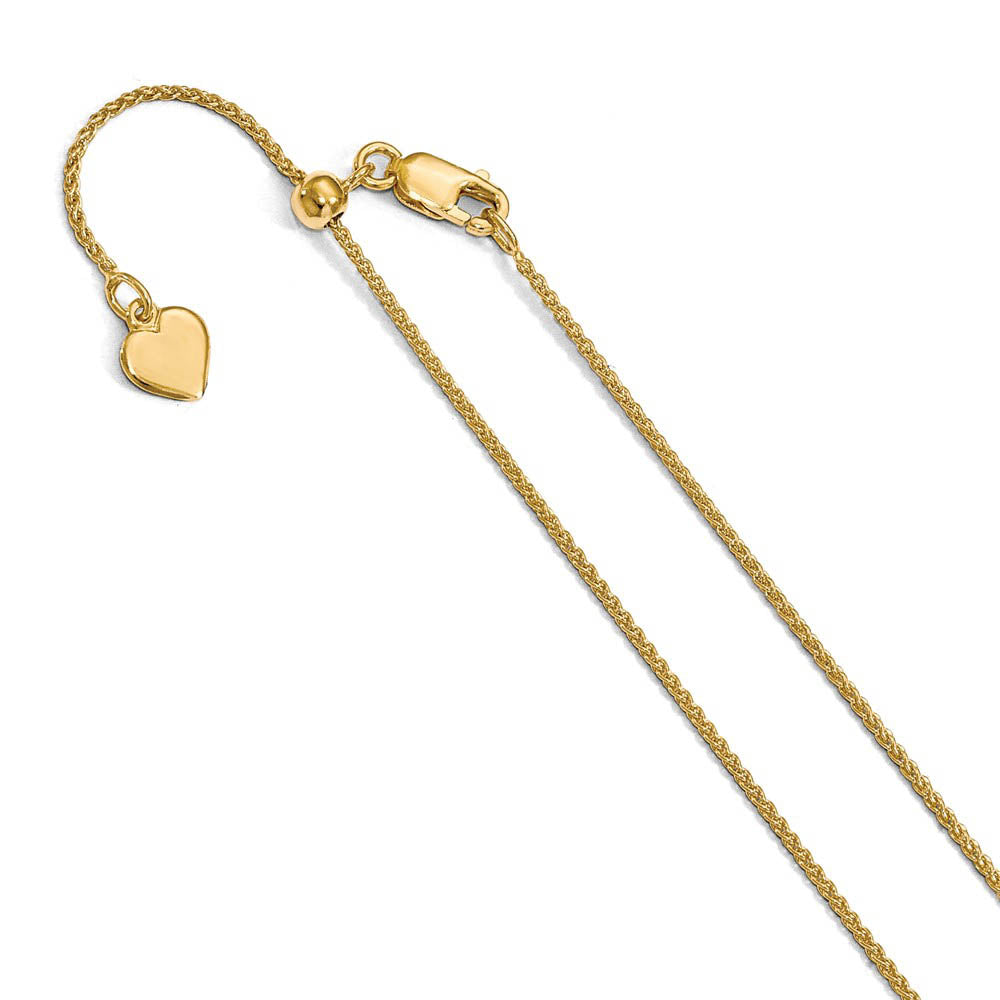 1mm Gold Tone Plated Sterling Silver Adj. Spiga Chain Necklace, Item C10456-C by The Black Bow Jewelry Co.