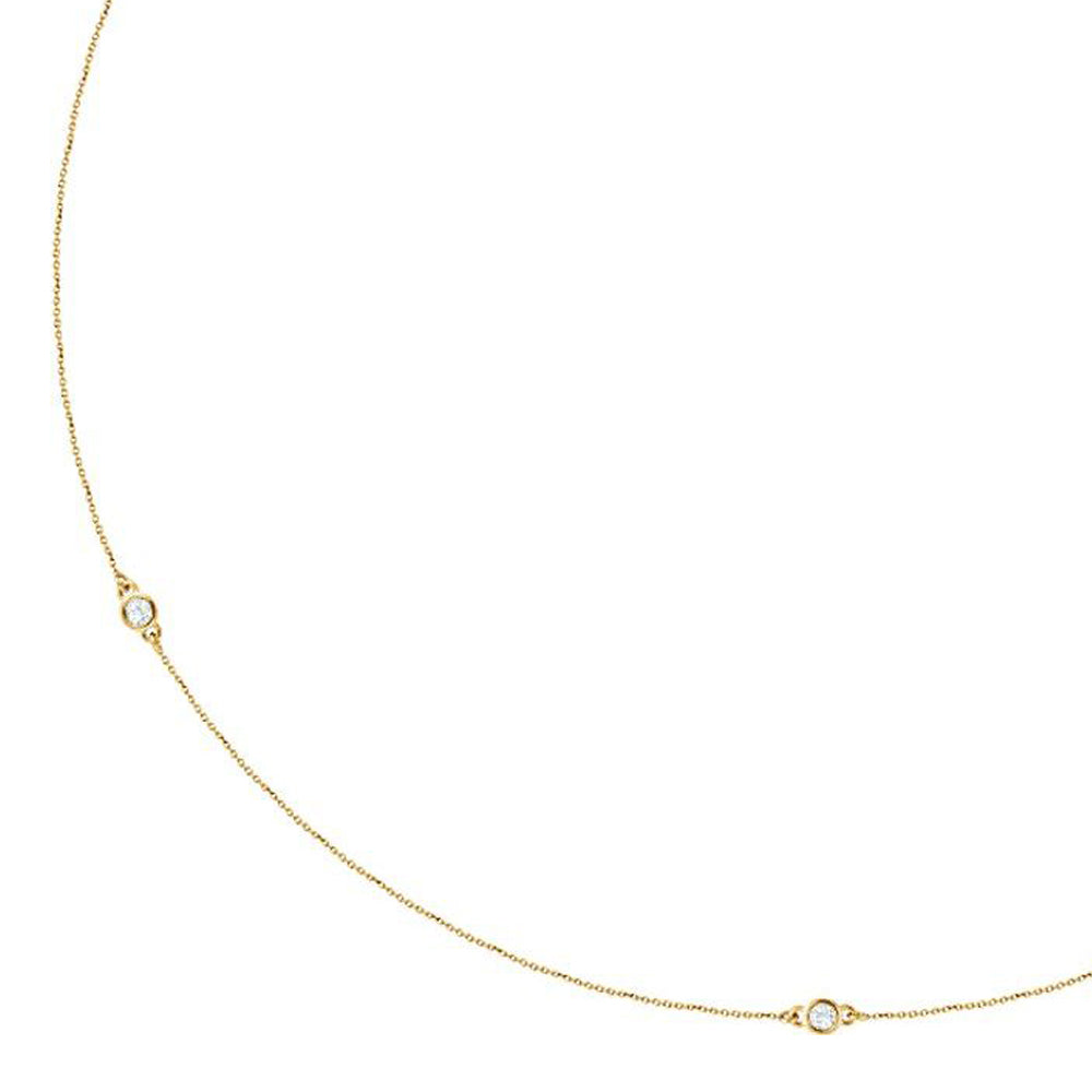 Alternate view of the 14k Yellow Gold 1/5 Ctw Diamond 3-Station Cable Chain Necklace, 18 In by The Black Bow Jewelry Co.