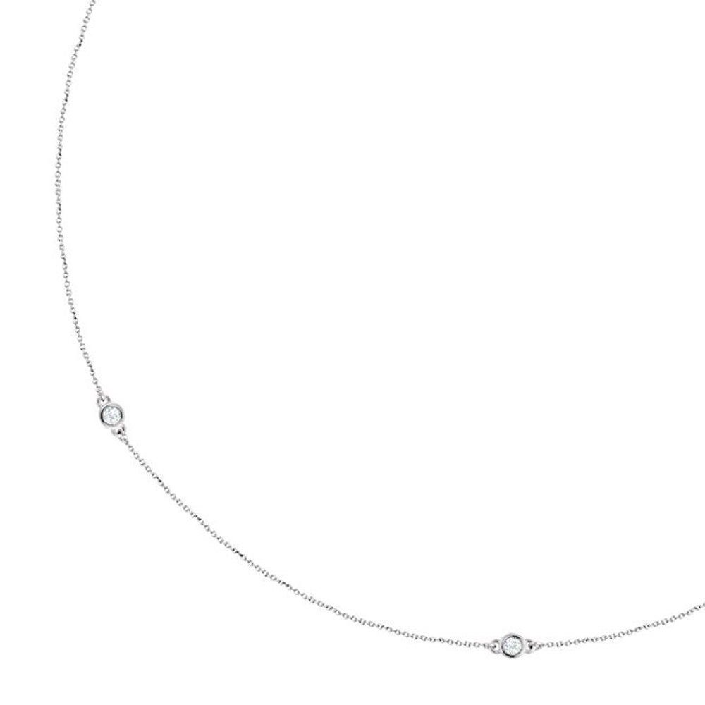 Alternate view of the 14k White Gold 1/4 Ctw Diamond 3-Station Cable Chain Necklace, 18 Inch by The Black Bow Jewelry Co.