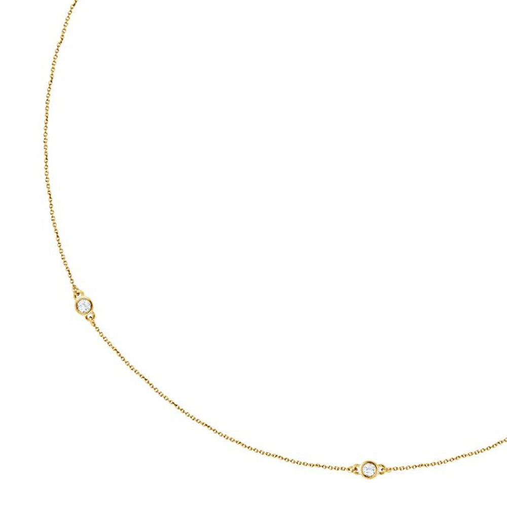 Alternate view of the 14k Yellow Gold 1/4 Ctw Diamond 3-Station Cable Chain Necklace, 18 In by The Black Bow Jewelry Co.