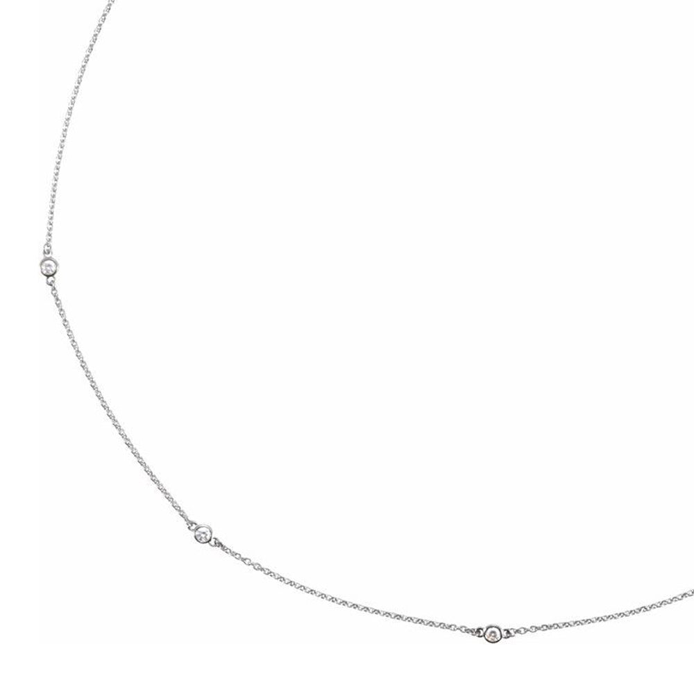 Alternate view of the 14k White Gold 1/4 Ctw Diamond 5-Station Cable Chain Necklace, 18 Inch by The Black Bow Jewelry Co.