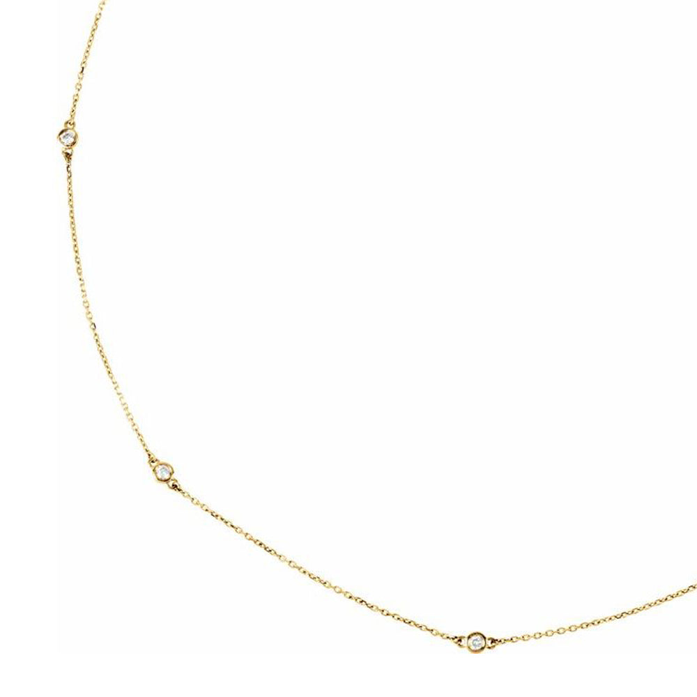 Alternate view of the 14k Yellow Gold 1/4 Ctw Diamond 5-Station Cable Chain Necklace, 18 In by The Black Bow Jewelry Co.