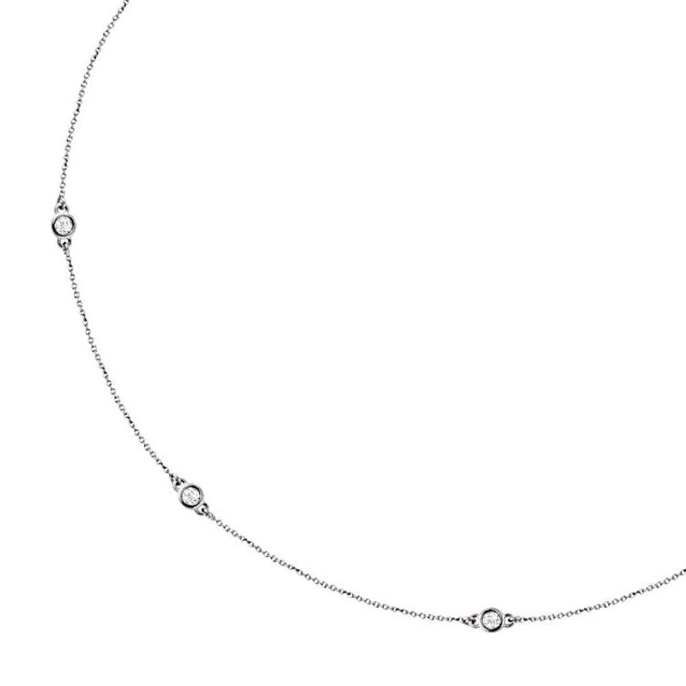 Alternate view of the 14k White Gold 1/2 Ctw Diamond 5-Station Cable Chain Necklace, 18 Inch by The Black Bow Jewelry Co.