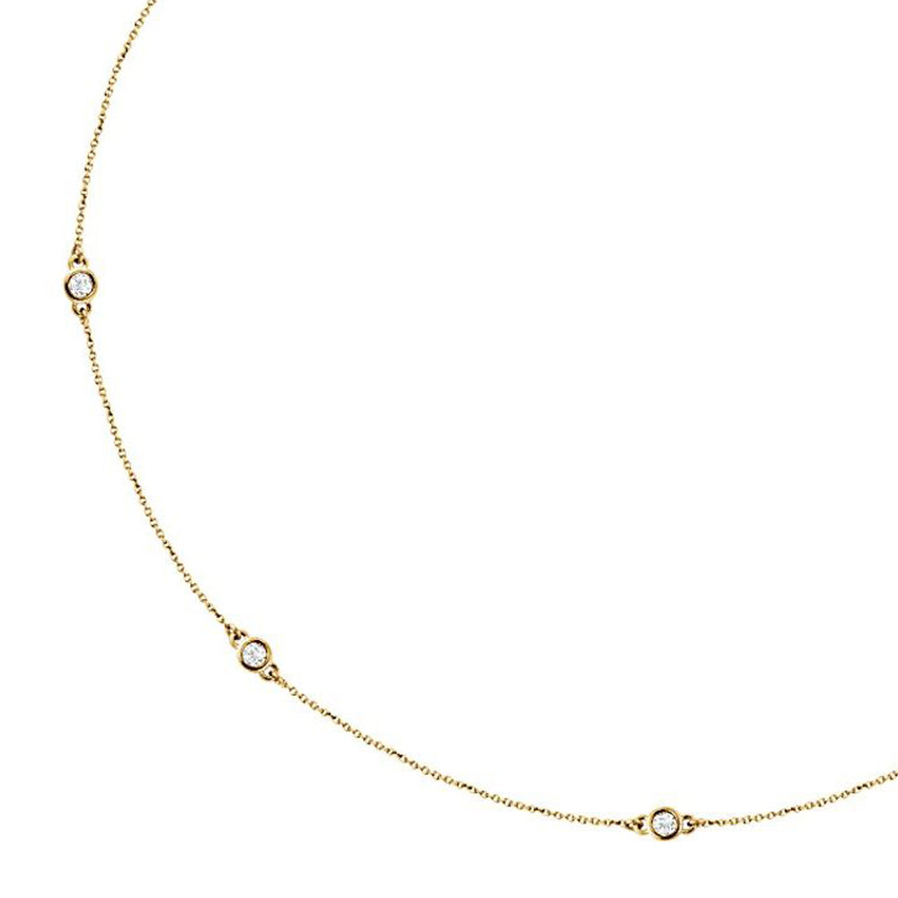 Alternate view of the 14k Yellow Gold 1/2 Ctw Diamond 5-Station Cable Chain Necklace, 18 In by The Black Bow Jewelry Co.