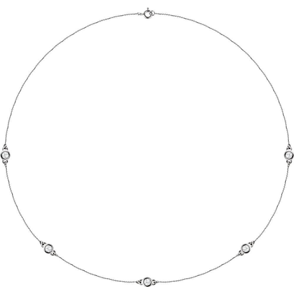 14k Yellow or White Gold 3/4 Ctw Diamond 5-Station Necklace, 18 Inch, Item C10462 by The Black Bow Jewelry Co.