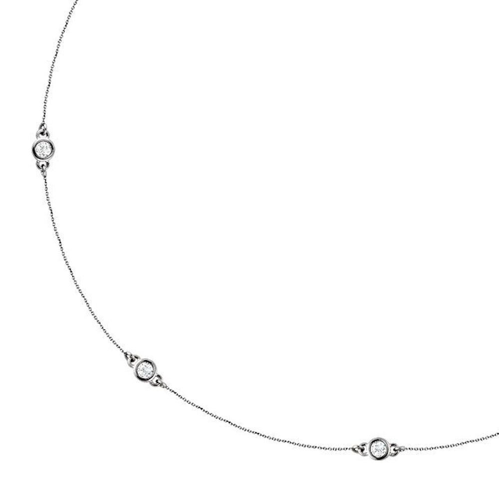 Alternate view of the 14k White Gold 3/4 Ctw Diamond 5-Station Cable Chain Necklace, 18 Inch by The Black Bow Jewelry Co.