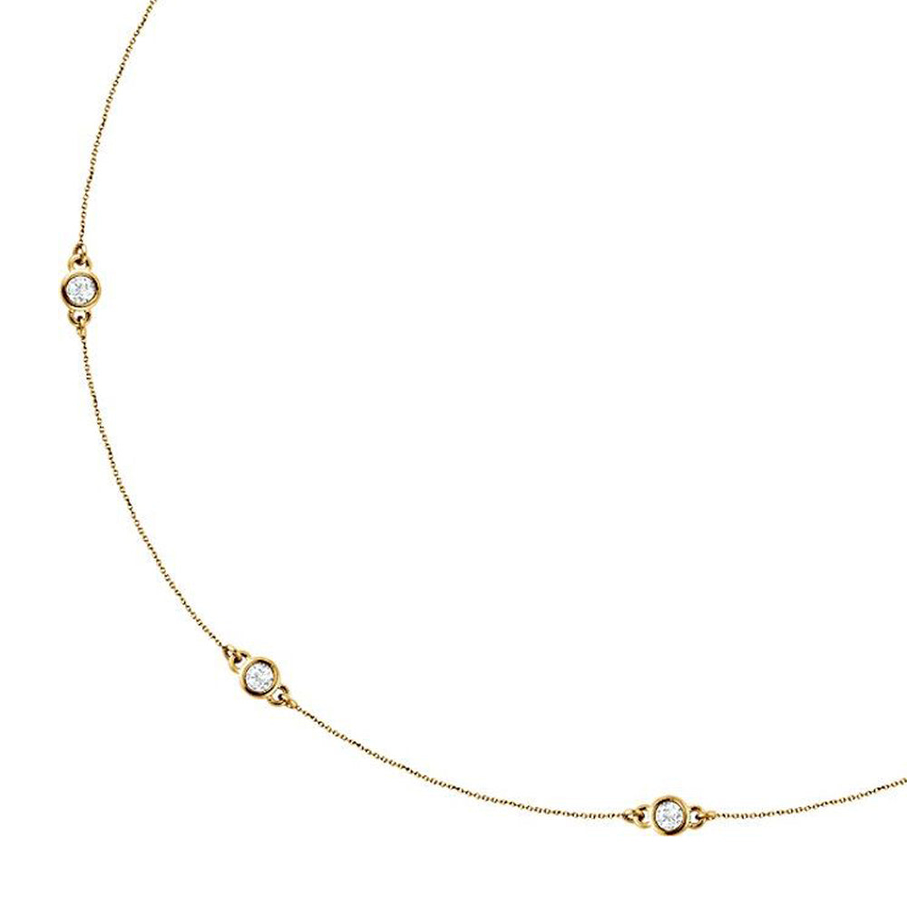 Alternate view of the 14k Yellow Gold 3/4 Ctw Diamond 5-Station Cable Chain Necklace, 18 In by The Black Bow Jewelry Co.