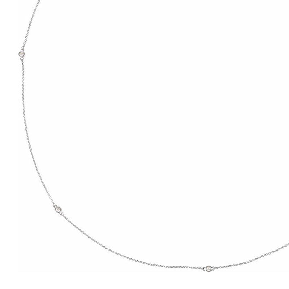 Alternate view of the 14k White Gold 1/3 Ctw Diamond 7-Station Cable Chain Necklace, 24 Inch by The Black Bow Jewelry Co.