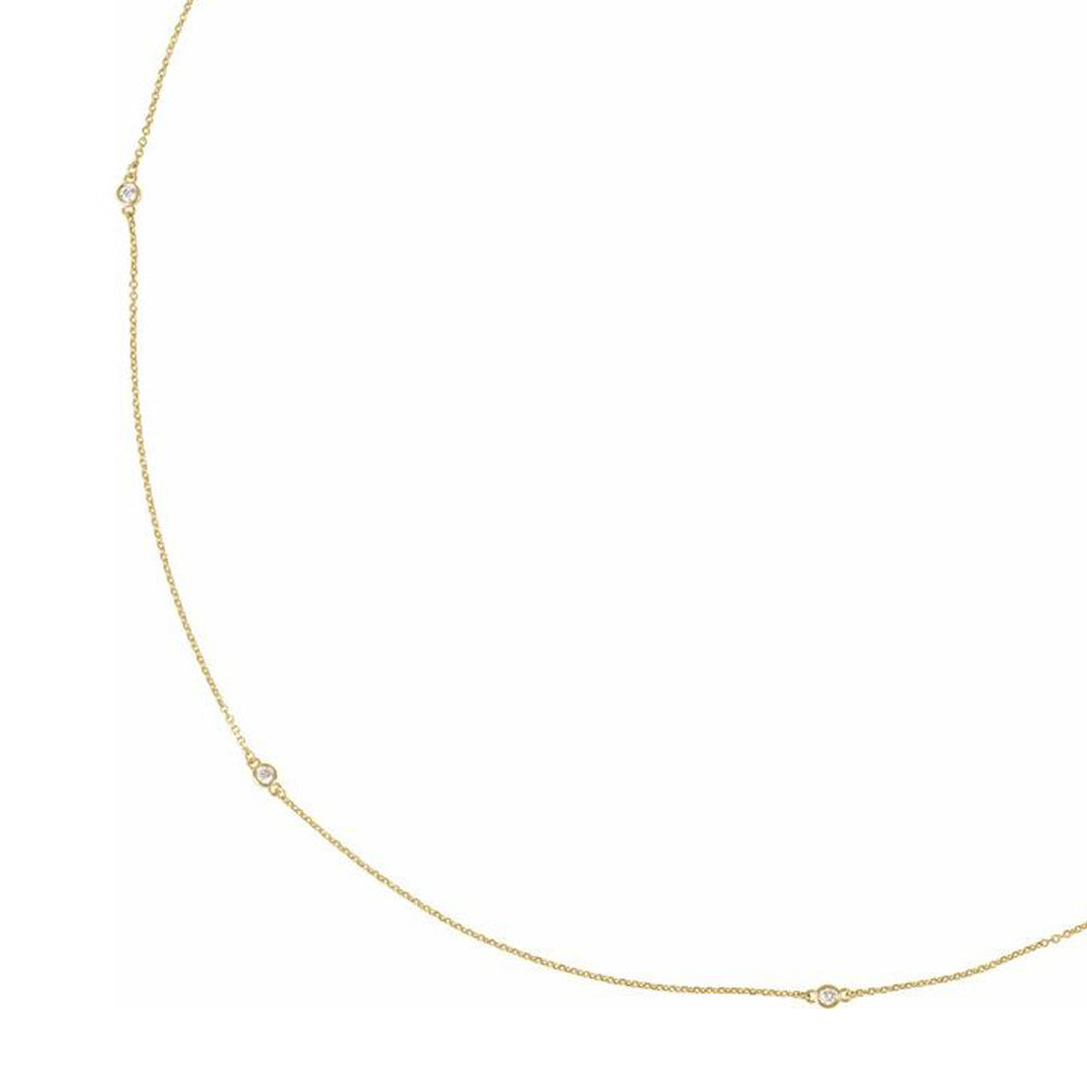 Alternate view of the 14k Yellow Gold 1/3 Ctw Diamond 7-Station Cable Chain Necklace, 24 In by The Black Bow Jewelry Co.