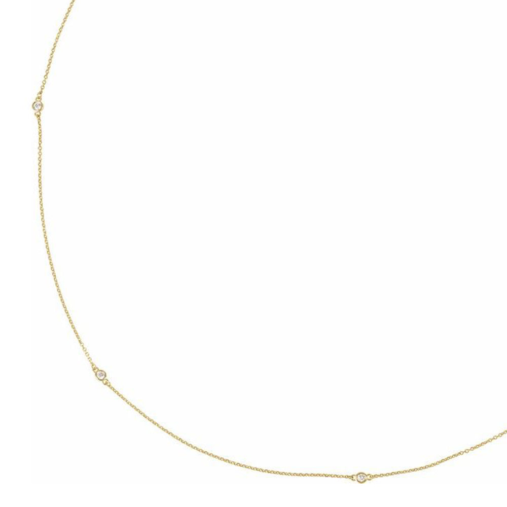Alternate view of the 14k Yellow Gold 1 5/8ctw Diamond 7-Station Cable Chain Necklace, 24 In by The Black Bow Jewelry Co.