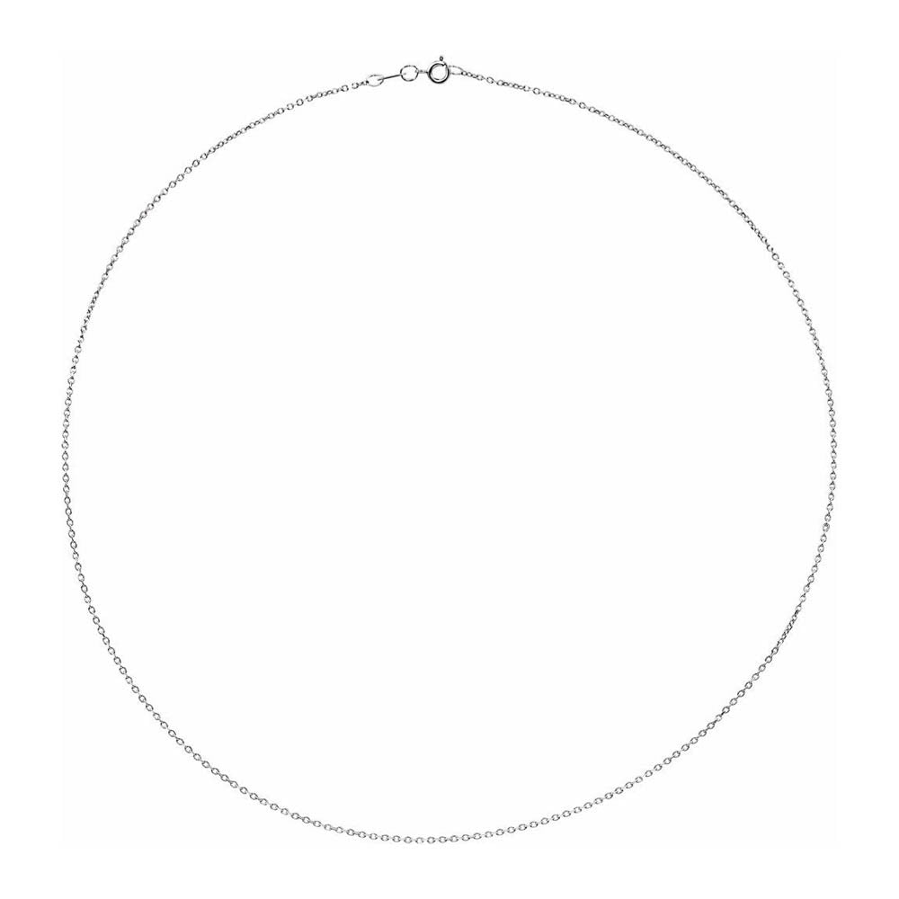 Alternate view of the 1mm Rhodium Plated Sterling Silver D/C Solid Cable Chain Necklace by The Black Bow Jewelry Co.