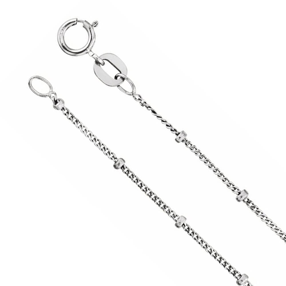 1.9mm 14K White Gold Solid Beaded Curb Chain Necklace, Item C10472 by The Black Bow Jewelry Co.