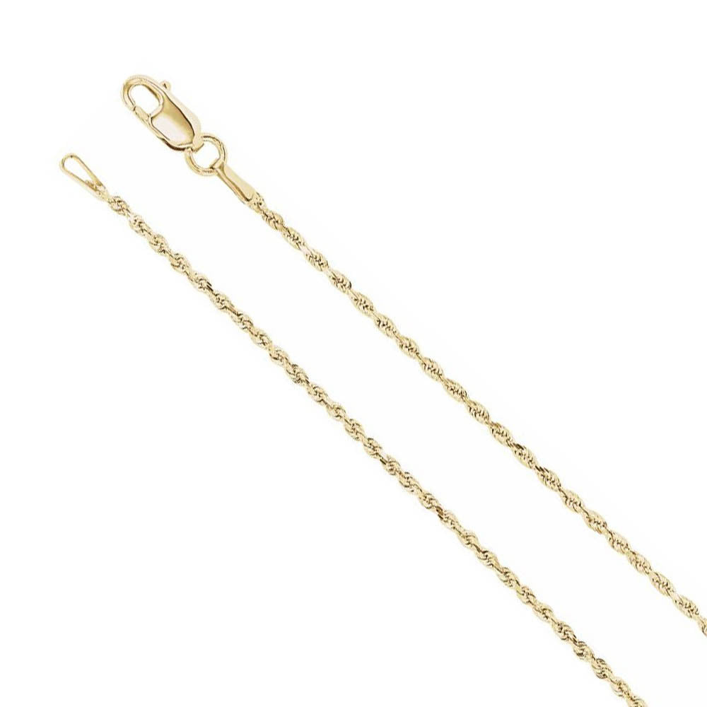 1.3mm 14K Yellow Gold Diamond Cut Solid Rope Chain Necklace, Item C10479 by The Black Bow Jewelry Co.