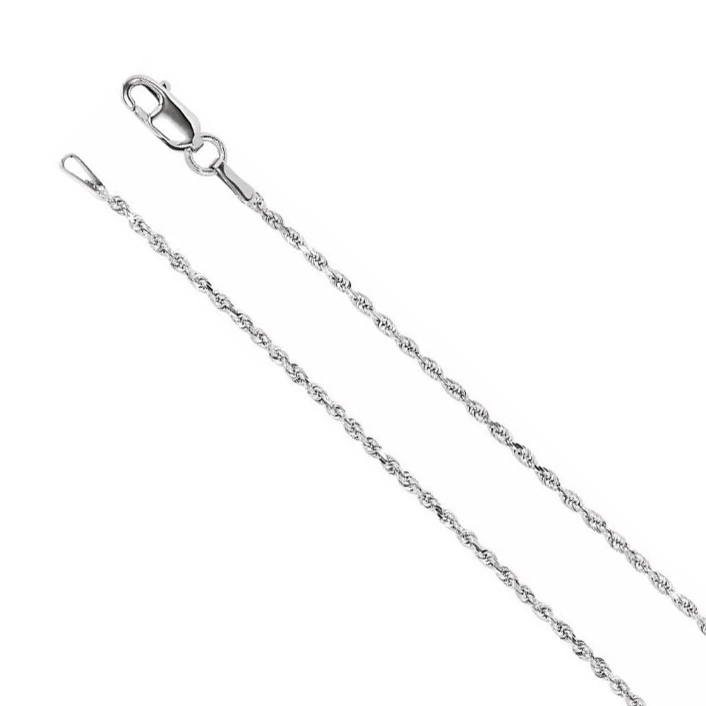 1.3mm Rhodium Plated Sterling Silver D/C Solid Rope Chain Necklace, Item C10481 by The Black Bow Jewelry Co.