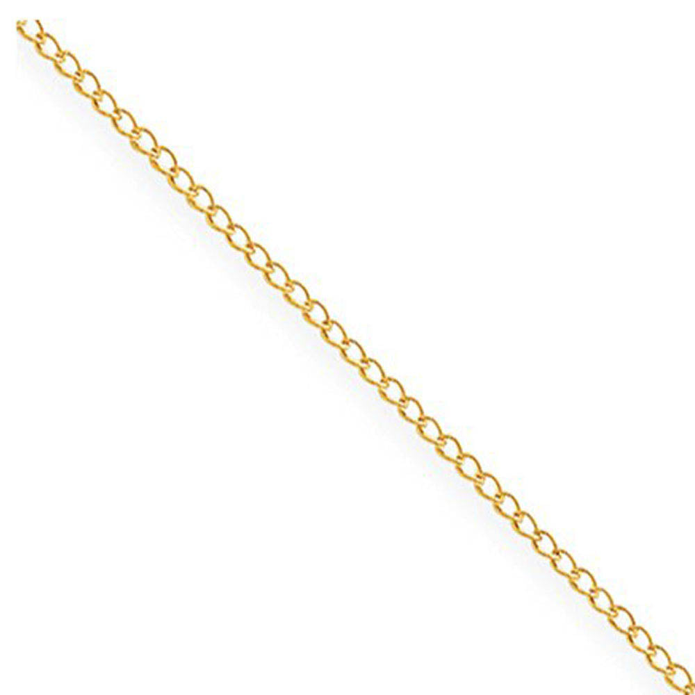 1mm 14k Yellow Gold Plated Sterling Silver Solid Curb Chain Necklace, Item C10485 by The Black Bow Jewelry Co.