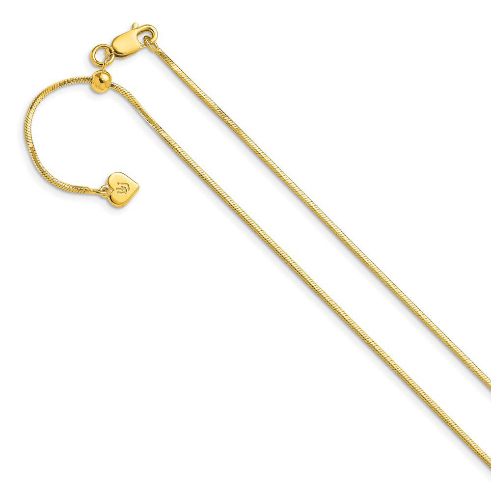 1.2mm Gold Tone Plated Silver Adj. D/C Square Snake Chain Necklace, Item C10488 by The Black Bow Jewelry Co.