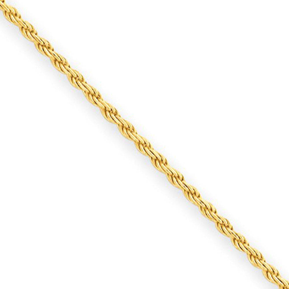 1.9mm Gold-Tone Plated Sterling Silver D/C Solid Rope Chain Necklace, Item C10491 by The Black Bow Jewelry Co.