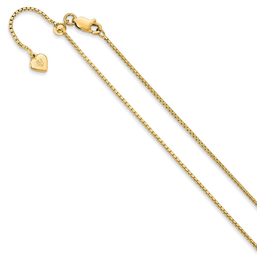 1.25mm Gold Tone Plated Silver Adj. Hollow Round Box Chain, 22 Inch ...