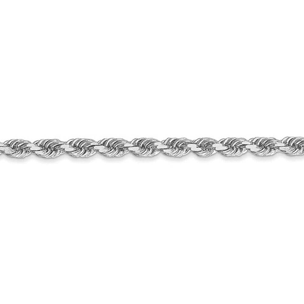 Alternate view of the 3.75mm 14K White Gold Diamond Cut Solid Rope Chain Bracelet by The Black Bow Jewelry Co.