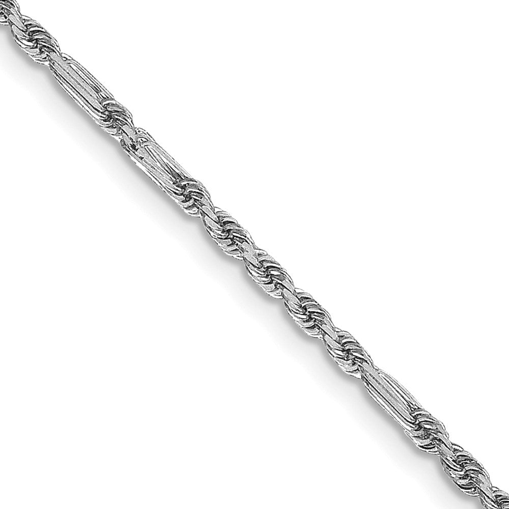 1.8mm, 14K White Gold, Diamond Cut, Solid Milano Rope Chain Necklace, Item C10501 by The Black Bow Jewelry Co.