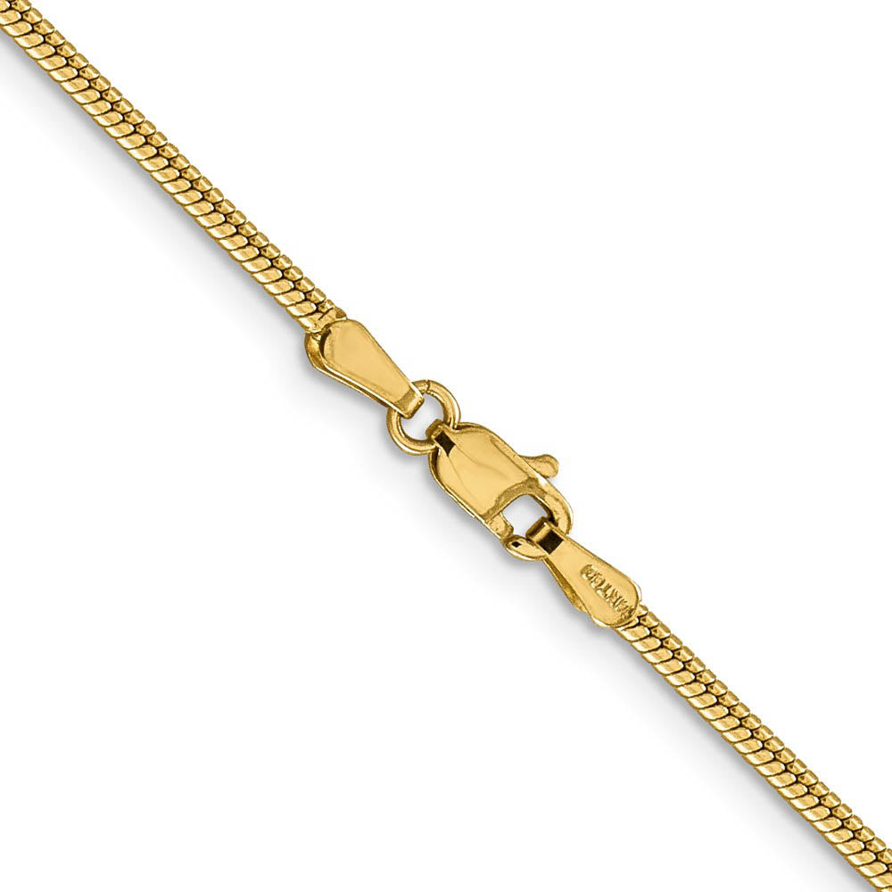 Alternate view of the 1.8mm 14K Yellow Gold Solid Round Snake Chain Necklace by The Black Bow Jewelry Co.