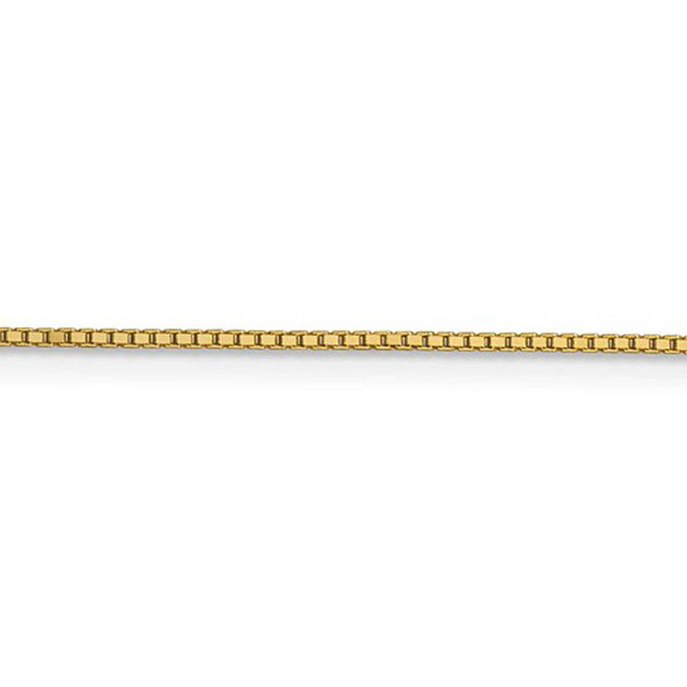 Alternate view of the 1mm 14K Yellow Gold Solid Box Chain Necklace by The Black Bow Jewelry Co.