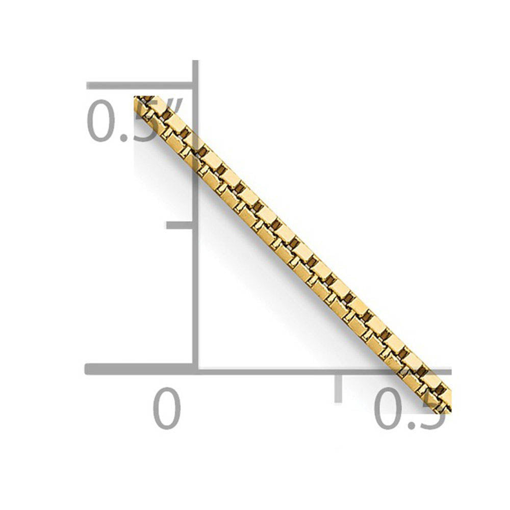 Alternate view of the 1mm 14K Yellow Gold Solid Box Chain Necklace by The Black Bow Jewelry Co.