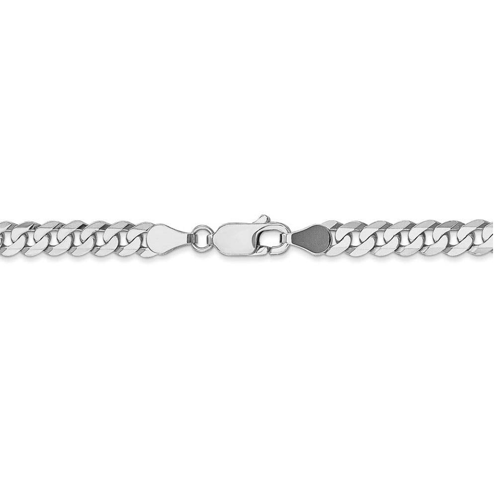 Alternate view of the 4.3mm, 14K White Gold, Solid Miami Cuban (Curb) Chain Bracelet by The Black Bow Jewelry Co.