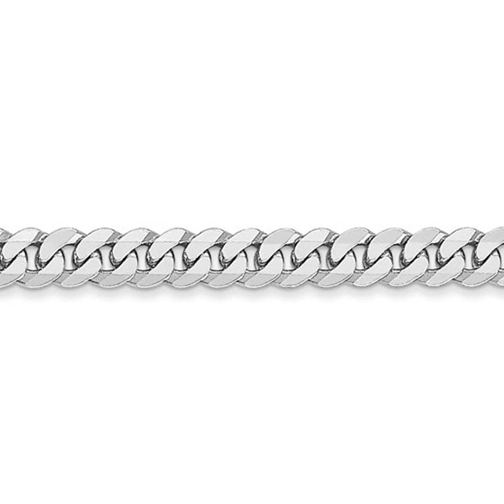 Alternate view of the 4mm 14K White Gold Solid Flat Beveled Curb Chain Bracelet by The Black Bow Jewelry Co.