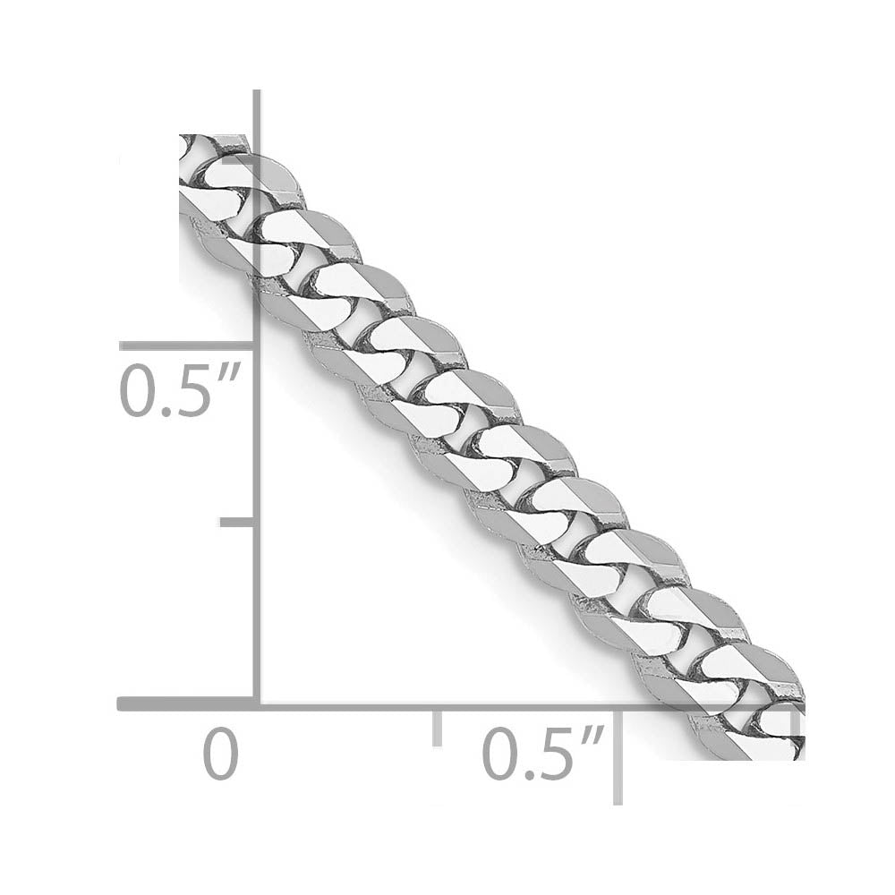 Alternate view of the 4mm 14K White Gold Solid Flat Beveled Curb Chain Bracelet by The Black Bow Jewelry Co.