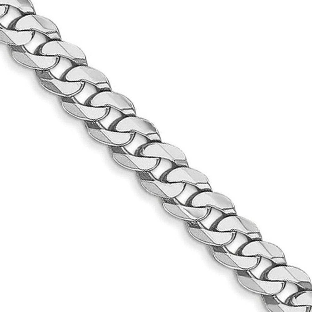 Men's 8.5mm 14K White Gold Solid Beveled Curb Chain Necklace, Item C10519 by The Black Bow Jewelry Co.