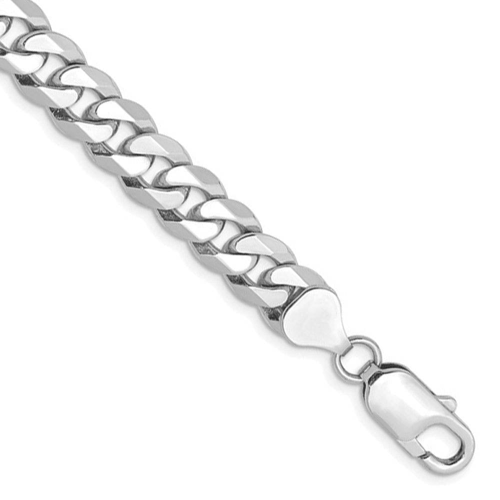 Alternate view of the Men's 8.5mm 14K White Gold Solid Beveled Curb Chain Necklace by The Black Bow Jewelry Co.