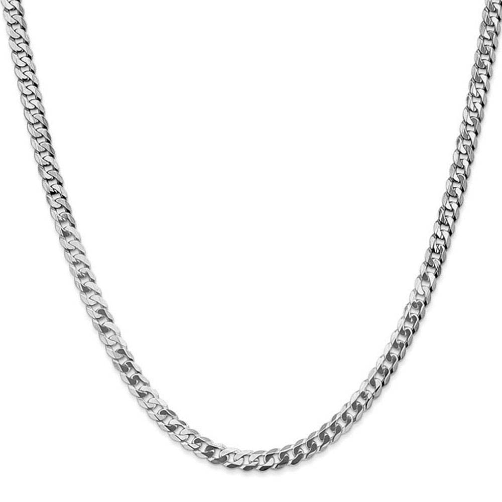 Alternate view of the Men's 8.5mm 14K White Gold Solid Beveled Curb Chain Necklace by The Black Bow Jewelry Co.