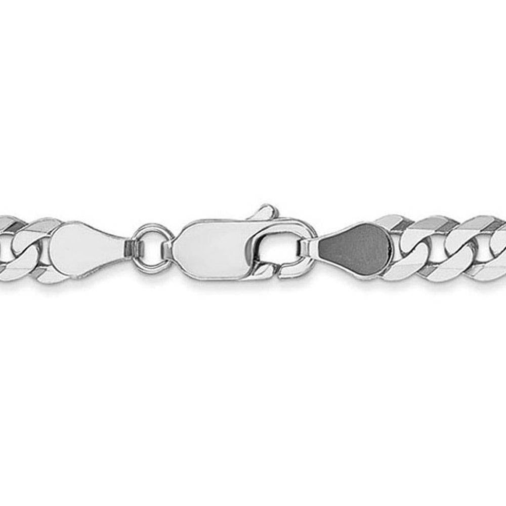 Alternate view of the Men's 8.5mm 14K White Gold Solid Beveled Curb Chain Necklace by The Black Bow Jewelry Co.